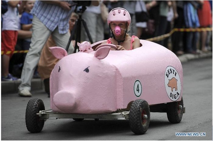 Carrera de coches de cartón en Estonia