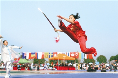 Maestros mundiales de Wushu compiten en la Monta?a Jiuhua 