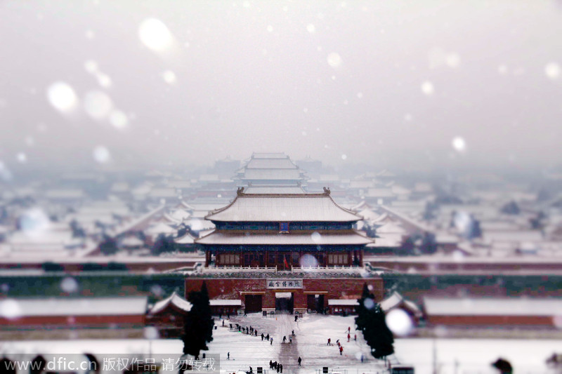 Vistas de la Ciudad Prohibida cubierta de nieve?en Pekín,?el 7 de febrero de?2014.?[Foto/IC]