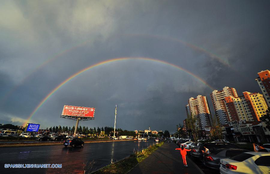 Jilin: Arco iris doble en Changchun