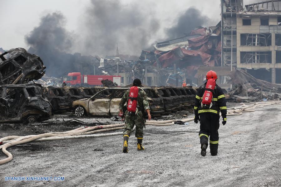 últimas imágenes después de la explosión de Tianjin en norte de China