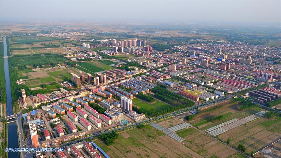 Vista aérea de Nueva área de Xiongan