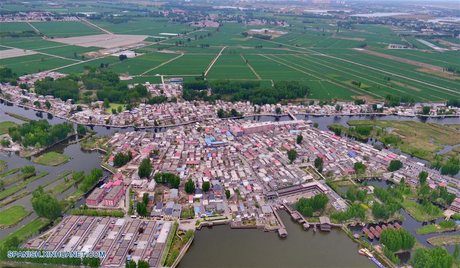 Vista aérea de Nueva área de Xiongan