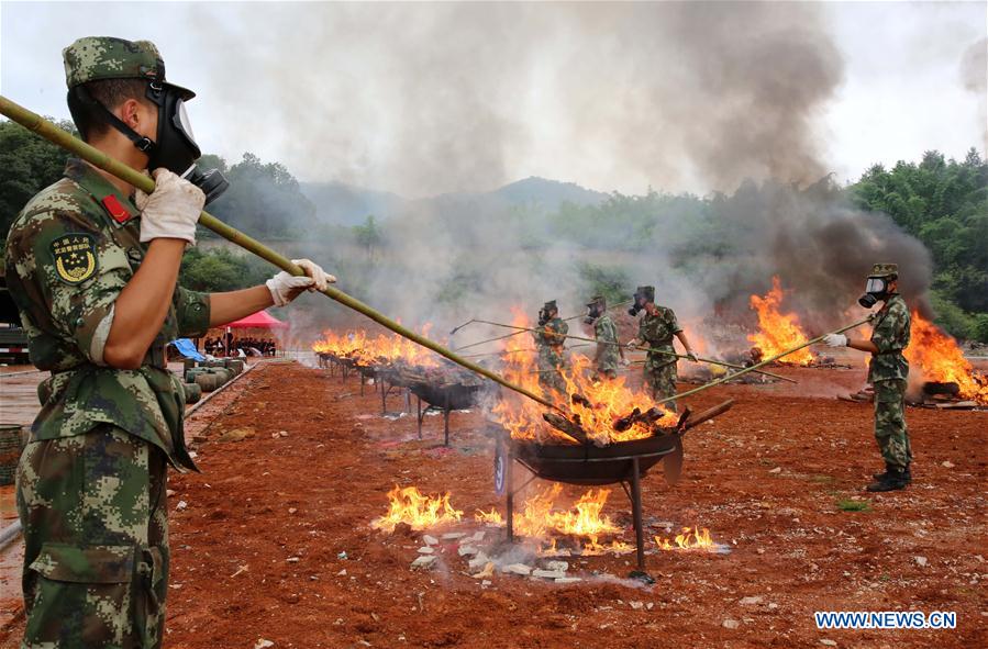 La policía china destruye 6,63 toneladas de drogas en Yunnan