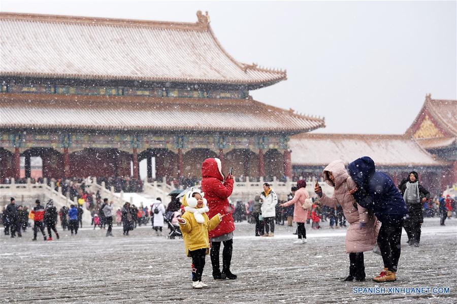 Paisaje nevado en el Museo del Palacio en Beijing