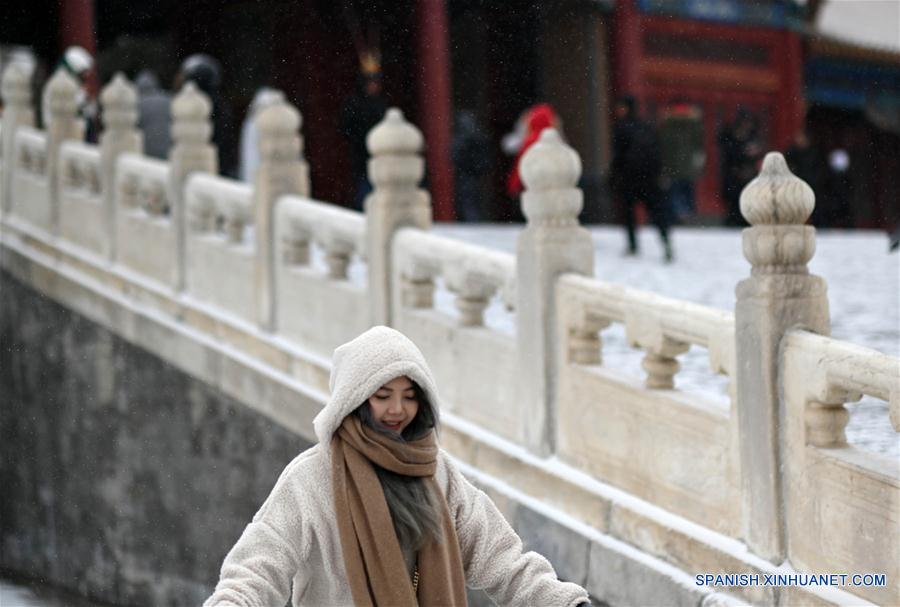 Paisaje nevado en el Museo del Palacio en Beijing