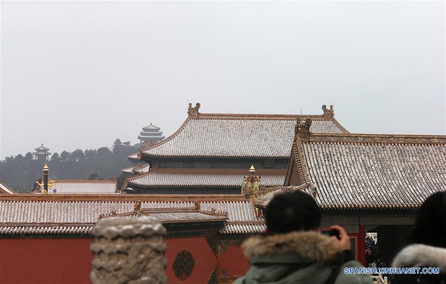 Paisaje nevado en el Museo del Palacio en Beijing