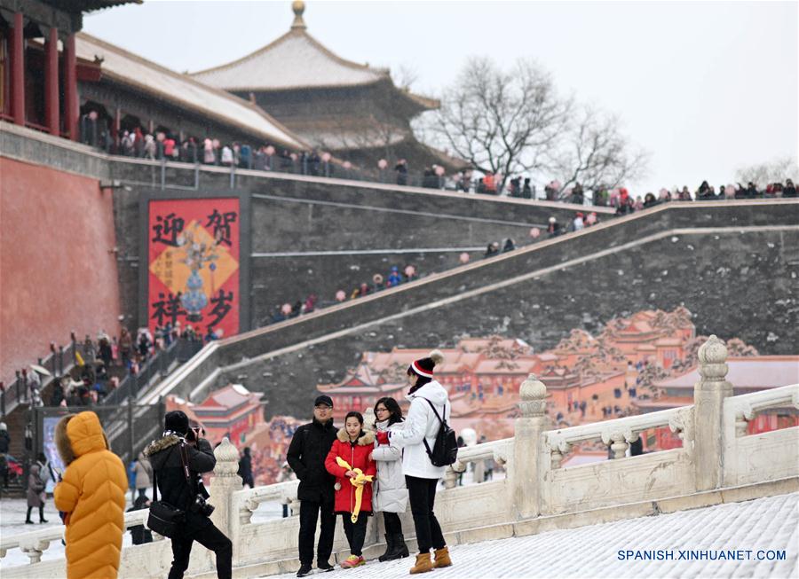 Paisaje nevado en el Museo del Palacio en Beijing