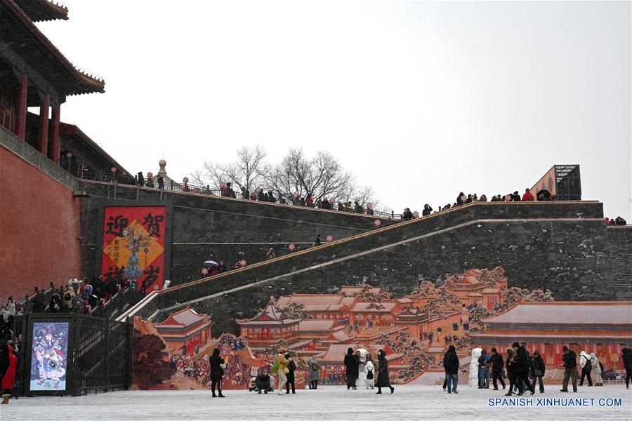 Paisaje nevado en el Museo del Palacio en Beijing