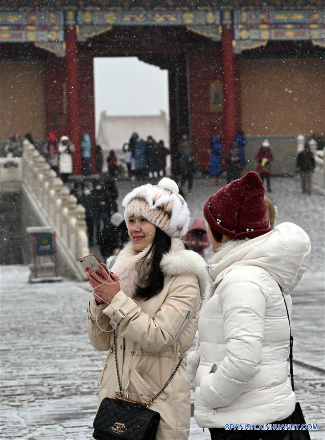 Paisaje nevado en el Museo del Palacio en Beijing