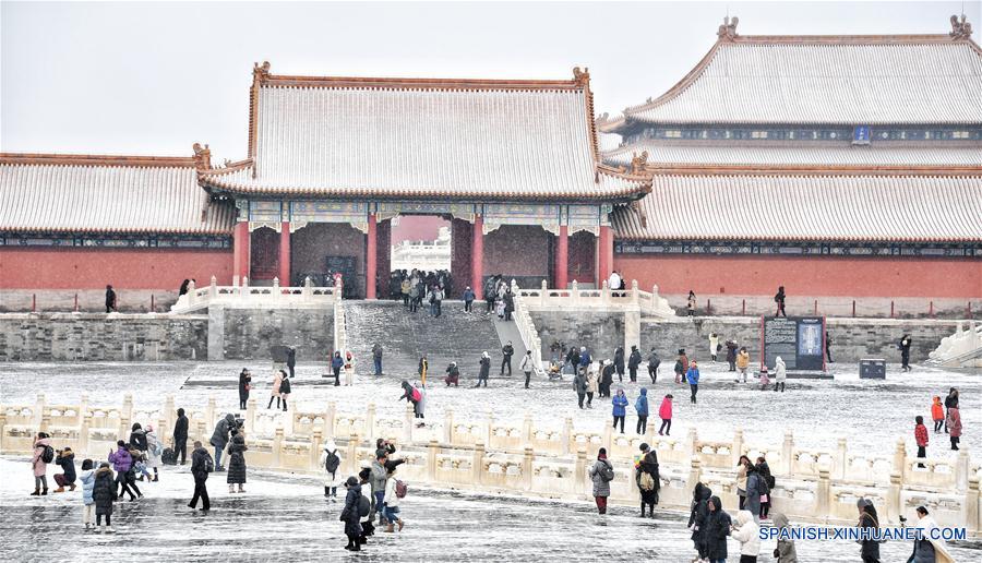 Paisaje nevado en el Museo del Palacio en Beijing