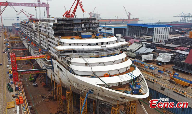 Termina la construcción de la estructura principal del primer crucero a gran escala de China