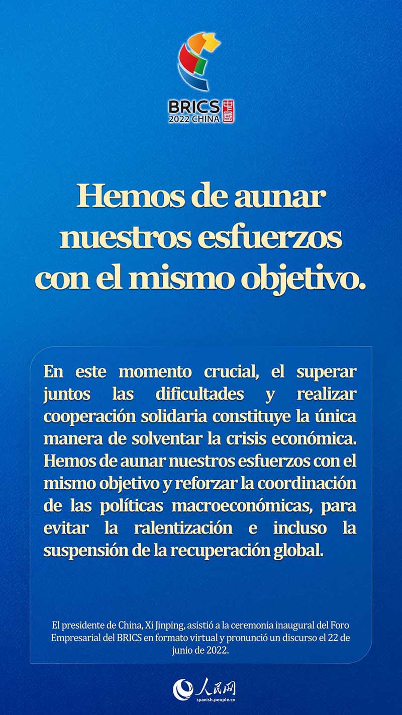 Los puntos destacados del discurso de Xi Jinping en ceremonia inaugural del Foro Empresarial del BRICS 2022