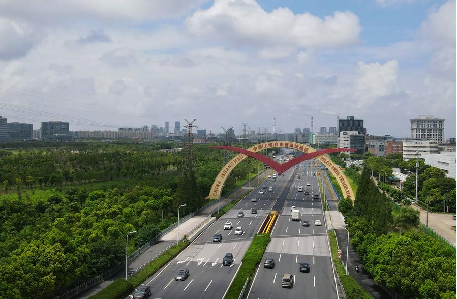 Vista aérea de la Zona Piloto de Libre Comercio de China (Shanghai), en la metrópoli de Shanghai, en el este de China, el 1 de agosto de 2023. (Xinhua/Fang Zhe)