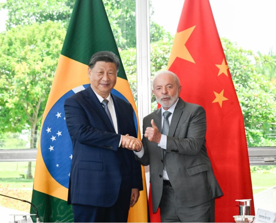 El presidente chino, Xi Jinping, sostiene conversaciones con el presidente de Brasil, Luiz Inácio Lula da Silva, en Brasilia, Brasil, el 20 de noviembre de 2024.(Xinhua/Li Xueren)