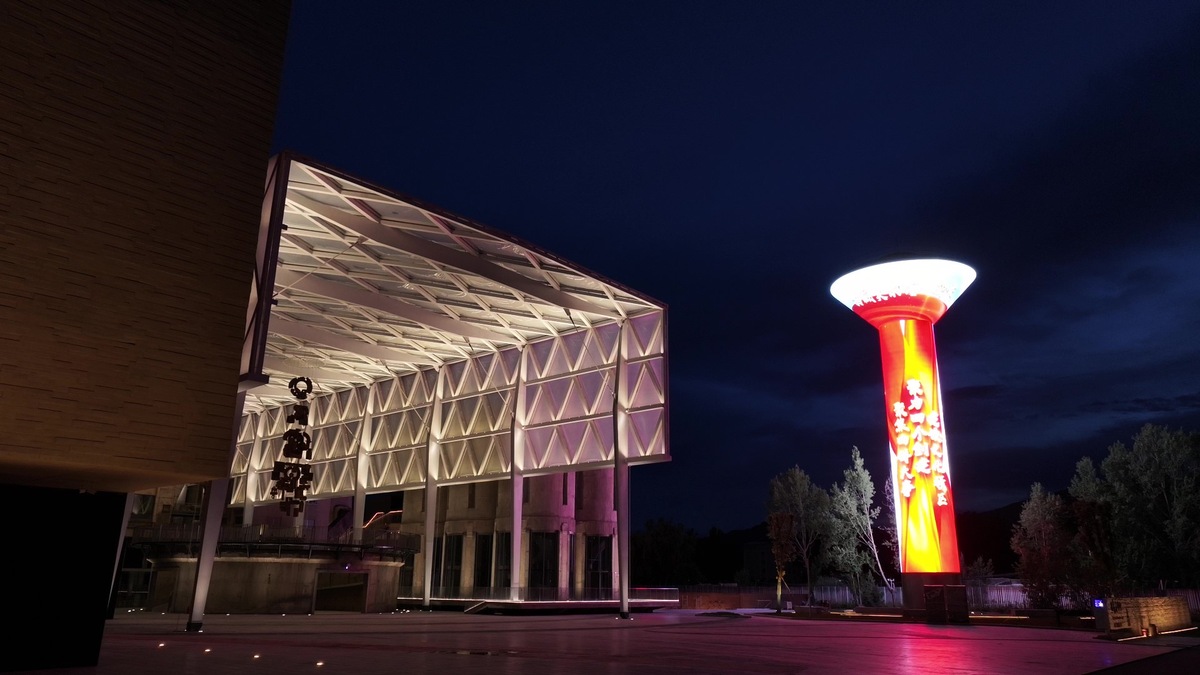 Forma parte del Museo de Arte de Xizang por la noche. [Foto: Su Shengliang/ chinadaily.com.cn]